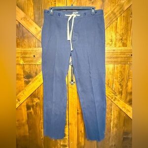 Polo Ralph Lauren Nautical Style Navy Button Fly Drawstring Waist Pant Womans 14